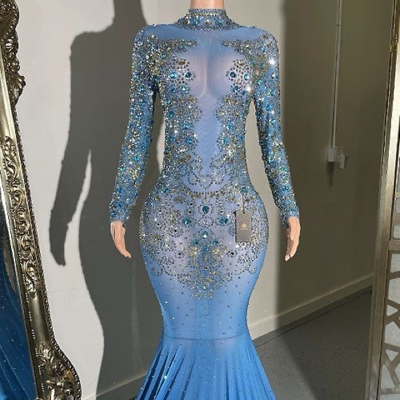 Elegant Blue Embellished Gown